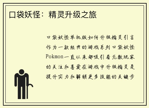 口袋妖怪：精灵升级之旅